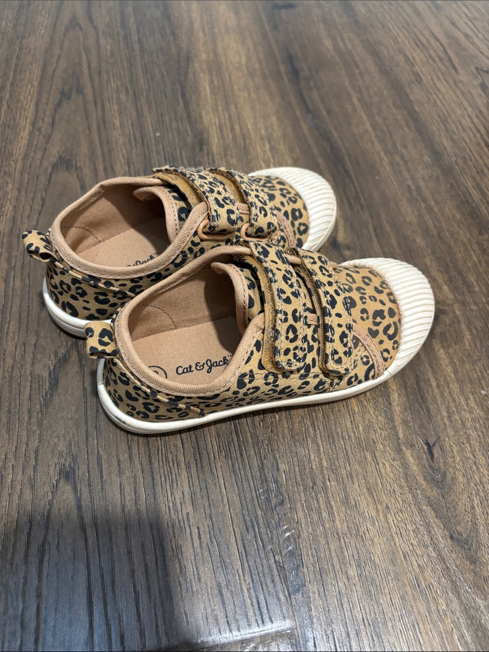 Cat & Jack Leopard-Print Tan Hook & Loop Kids Sneakers